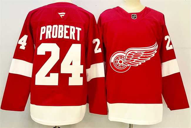 Mens Detroit Red Wings #24 Bob Probert Red 2024-25 Stitched Jersey